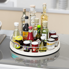 Stainless Steel Multifunctional Soy Sauce Bottle Seasoning Storage Floor Standing Rotating Storage Rack for Kitchen