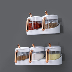 Non perforated wall mounted seasoning box, household kitchen storage rack, salt monosodium glutamate seasoning combination set, seasoning bottle and jar