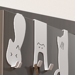 Factory Direct Sales of Simple Wall Mounted Cat Shaped Clothes Hooks for Badroom Living Room Home