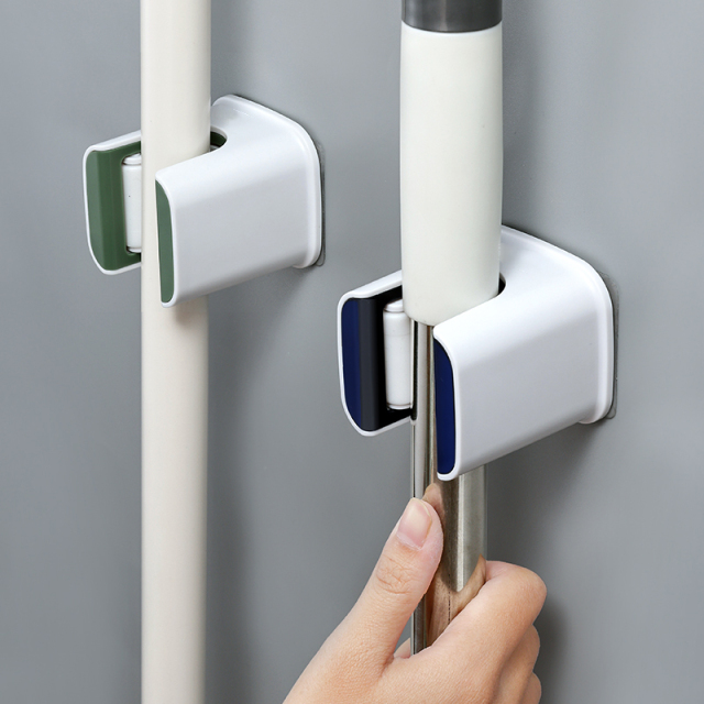 Huamili Wall Artifact No Punching Mop Hook Hanging Broom Mop Clip Buckle for Bathroom
