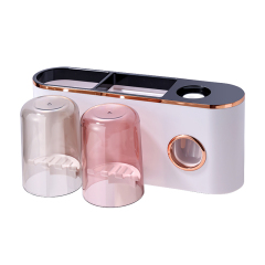 Huamili Hot Sell Household colorful Punch Cup Toothpaste Storage Holder Multifunction Wall Mounted Toothbrush Rack