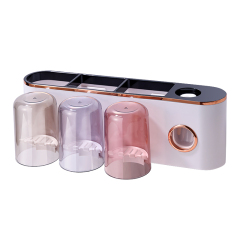 Huamili Hot Sell Household colorful Punch Cup Toothpaste Storage Holder Multifunction Wall Mounted Toothbrush Rack