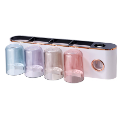 Huamili Hot Sell Household colorful Punch Cup Toothpaste Storage Holder Multifunction Wall Mounted Toothbrush Rack