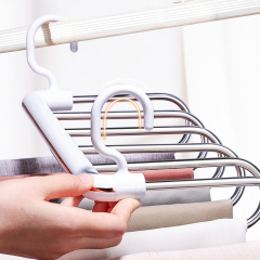Huamili Wholesale Pants Hangers Non-Slip Stainless Steel With Space-Saving Foldable Multifunctional Design Home Closet Wardrobe