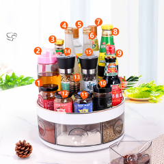Huamili Kitchen Countertop Corner Rotating Condiment Bottle Organizer Storage Rack