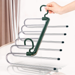Huamili Wholesale Pants Hangers Non-Slip Stainless Steel With Space-Saving Foldable Multifunctional Design Home Closet Wardrobe