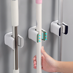 Huamili Self-Adhesive Wall Mount Mop Rack Holder Super Durable Broom Hanger for Home No Drilling Necessary-Bath Toilet Supplies