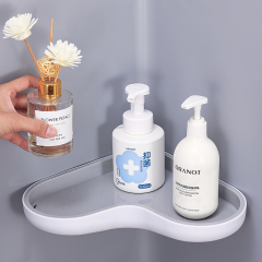 Huamili Single-Tier Hanging Triangle Shower Box Shelf PS Plastic Bathroom Corner Storage Organizer With Suction Wall Mount