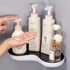 Huamili Single-Tier Hanging Triangle Shower Box Shelf PS Plastic Bathroom Corner Storage Organizer With Suction Wall Mount