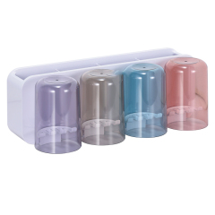 Huamili Hot Sell Colorful Punch Free Mouthwash Cup Toothpaste Storage Holder Multifunction Wall Mounted Toothbrush Rack