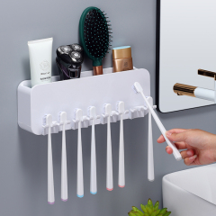Huamili Hot Sell Colorful Punch Free Mouthwash Cup Toothpaste Storage Holder Multifunction Wall Mounted Toothbrush Rack