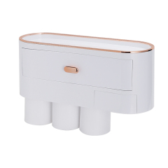 Huamili Space-Saving Toothpaste Dispenser With Toothbrush Holder for Bathroom Bath & Toilet Supplies