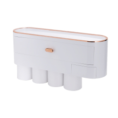 Huamili Space-Saving Toothpaste Dispenser With Toothbrush Holder for Bathroom Bath & Toilet Supplies