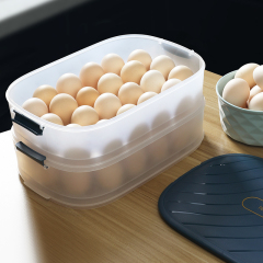 Huamili Refrigerator Egg Holder Organizer Bins Stackable Egg Tray Storage Box Plastic Eggs Containers