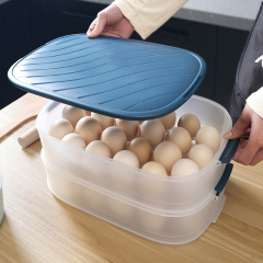 Huamili Refrigerator Egg Holder Organizer Bins Stackable Egg Tray Storage Box Plastic Eggs Containers