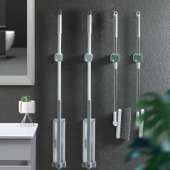 Huamili Wall-mounted Adhesive Broom Mop Holder Organizer Side-in Mop Racks for Bath & Toilet Supplies