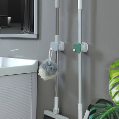 Huamili Wall-mounted Adhesive Broom Mop Holder Organizer Side-in Mop Racks for Bath & Toilet Supplies