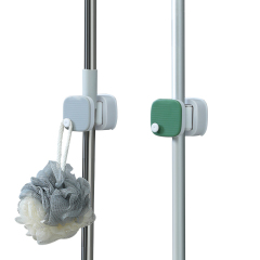 Huamili Wall-mounted Adhesive Broom Mop Holder Organizer Side-in Mop Racks for Bath & Toilet Supplies
