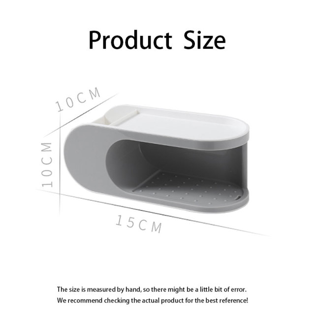 Huamili Double-Layer Soap Box With Hook Bathroom Set Soap Dish Holder for Home or Hotel