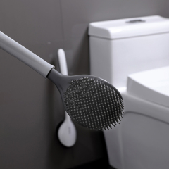 Huamili Eco-Friendly Flip-Lid Toilet Brush Durable Plastic ABS, TPR Silicone Hand Design for Bathroom Cleaning