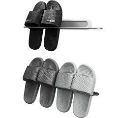 Huamili Double-Tier Foldable Wall-Mounted Metal Shoe Storage Rack Space Saving No Drill for Home Hotel Living Room Use