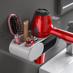 Huamili Single-Tier Hair Dryer Holder Plastic Wall-Mounted Space Saving Nice Storage for Home Hotel Bathroom OEM Design