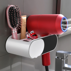 Huamili Single-Tier Hair Dryer Holder Plastic Wall-Mounted Space Saving Nice Storage for Home Hotel Bathroom OEM Design