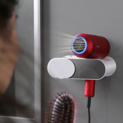 Huamili Single-Tier Hair Dryer Holder Plastic Wall-Mounted Space Saving Nice Storage for Home Hotel Bathroom OEM Design