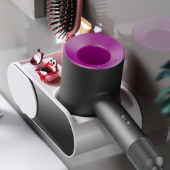 Huamili Single-Tier Hair Dryer Holder Plastic Wall-Mounted Space Saving Nice Storage for Home Hotel Bathroom OEM Design