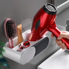 Huamili Single-Tier Hair Dryer Holder Plastic Wall-Mounted Space Saving Nice Storage for Home Hotel Bathroom OEM Design