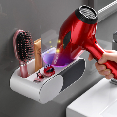Huamili Single-Tier Hair Dryer Holder Plastic Wall-Mounted Space Saving Nice Storage for Home Hotel Bathroom OEM Design