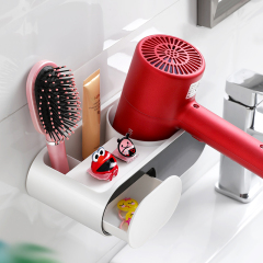 Huamili Single-Tier Hair Dryer Holder Plastic Wall-Mounted Space Saving Nice Storage for Home Hotel Bathroom OEM Design