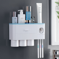 Huamili Modern Design ABS PP Material Toothbrush Rack With 4 Cups Dispenser Set for Home School Hotel Bathroom Use