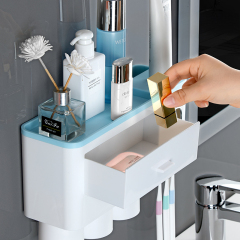 Huamili Modern Design ABS PP Material Toothbrush Rack With 4 Cups Dispenser Set for Home School Hotel Bathroom Use