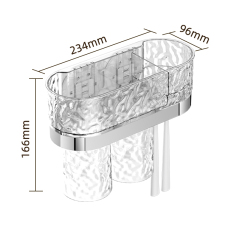 Huamili New Launch Glacier Pattern Toothbrush Holder Silver Stamping PET ABS for Bathroom Sets