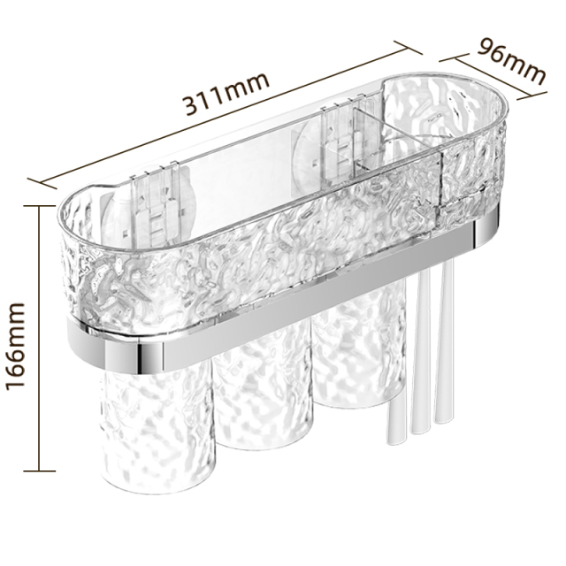 Huamili New Launch Glacier Pattern Toothbrush Holder Silver Stamping PET ABS for Bathroom Sets