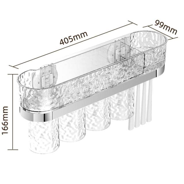 Huamili New Launch Glacier Pattern Toothbrush Holder Silver Stamping PET ABS for Bathroom Sets