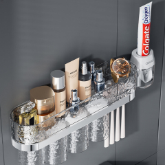 Huamili New Launch Glacier Pattern Toothbrush Holder Silver Stamping PET ABS for Bathroom Sets