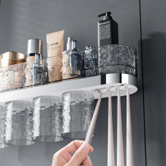 Huamili New Launch Glacier Pattern Toothbrush Holder Silver Stamping PET ABS for Bathroom Sets