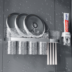 Huamili New Launch Glacier Pattern Toothbrush Holder Silver Stamping PET ABS for Bathroom Sets