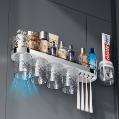 Huamili New Launch Glacier Pattern Toothbrush Holder Silver Stamping PET ABS for Bathroom Sets