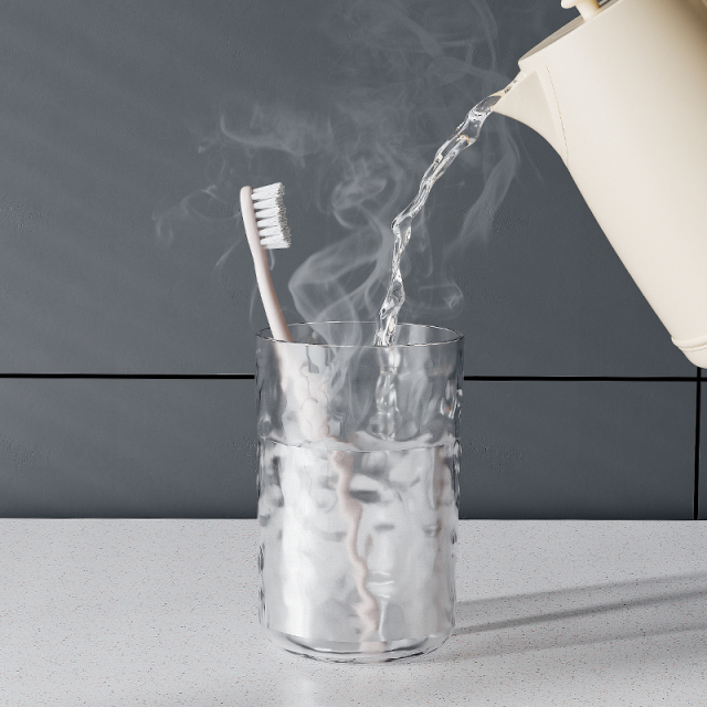 Huamili New Launch Glacier Pattern Toothbrush Holder Silver Stamping PET ABS for Bathroom Sets