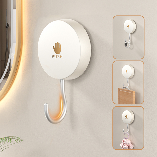 Huamili Creative ABS Aluminum Wall Mounted Rotate Sucker Hook Novelty Daily Use Novelty Hooks