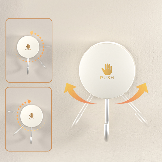 Huamili Creative ABS Aluminum Wall Mounted Rotate Sucker Hook Novelty Daily Use Novelty Hooks