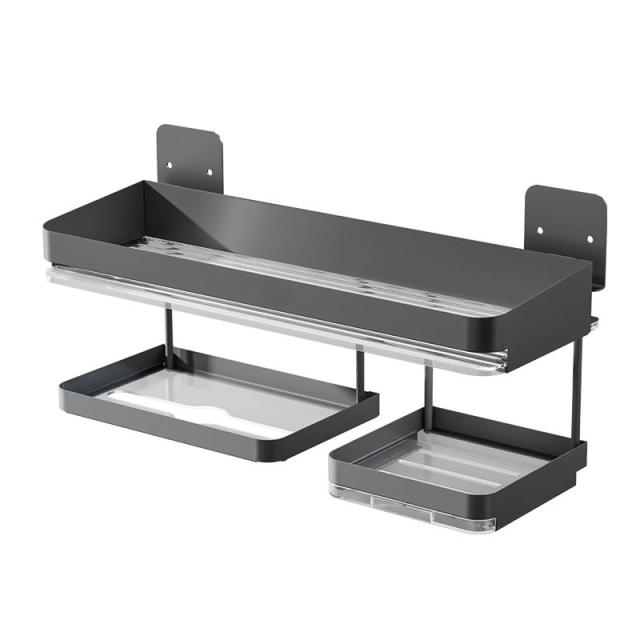 Huamili 304 Stainless Steel Wall-Mounted Drill-Free Detachable Shelf PET Acrylic for Home Bathroom Kitchen