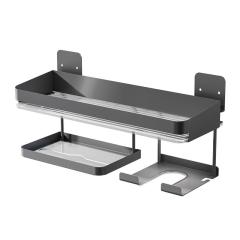 Huamili 304 Stainless Steel Wall-Mounted Drill-Free Detachable Shelf PET Acrylic for Home Bathroom Kitchen