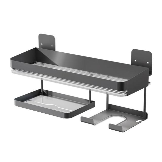 Huamili 304 Stainless Steel Wall-Mounted Drill-Free Detachable Shelf PET Acrylic for Home Bathroom Kitchen