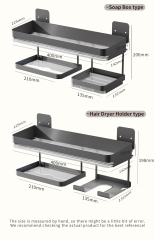 Huamili 304 Stainless Steel Wall-Mounted Drill-Free Detachable Shelf PET Acrylic for Home Bathroom Kitchen