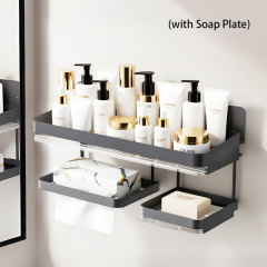 Huamili 304 Stainless Steel Wall-Mounted Drill-Free Detachable Shelf PET Acrylic for Home Bathroom Kitchen