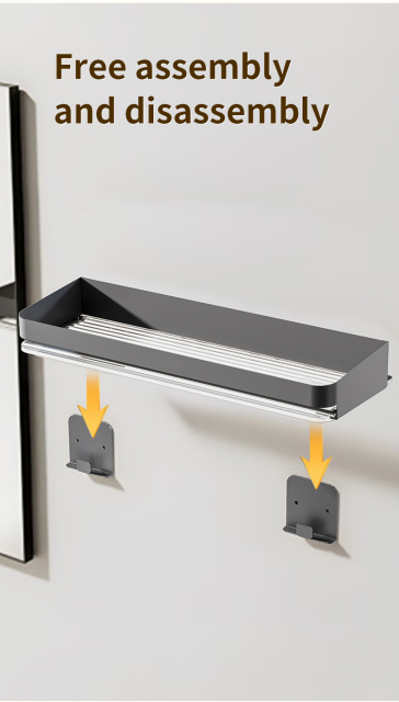 Huamili 304 Stainless Steel Wall-Mounted Drill-Free Detachable Shelf PET Acrylic for Home Bathroom Kitchen